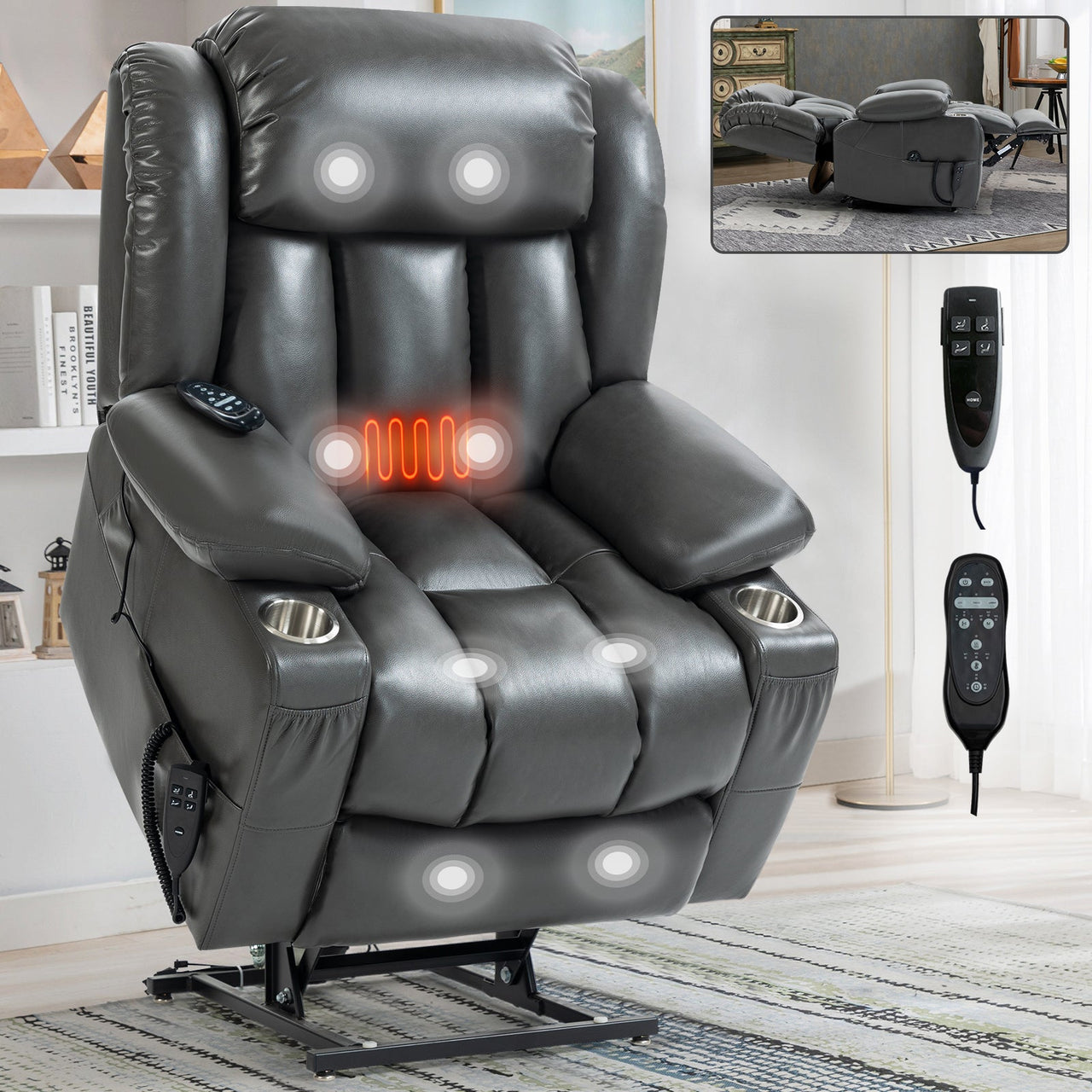 COZYLift 39" Recliner with Heat Massage - 7717