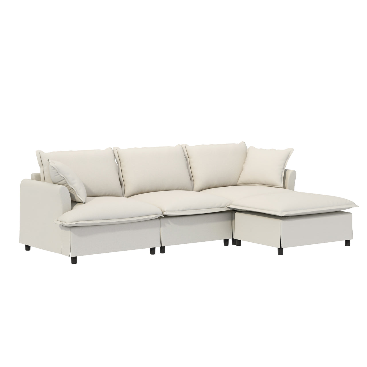 SYNOVI 94" Sectional Sofa 3-Seat & 1-ottoman