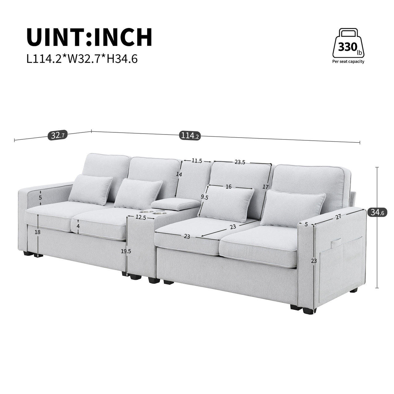 HAVLON 114" Sectional Sofa