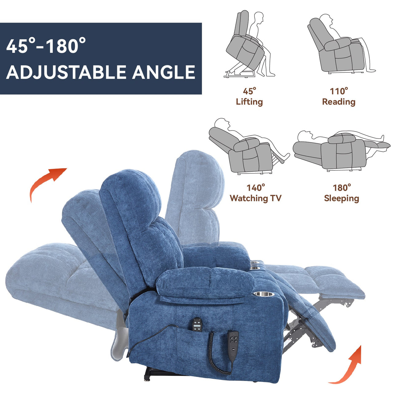 COZYLift 40" Recliner with Heat Massage - 8006