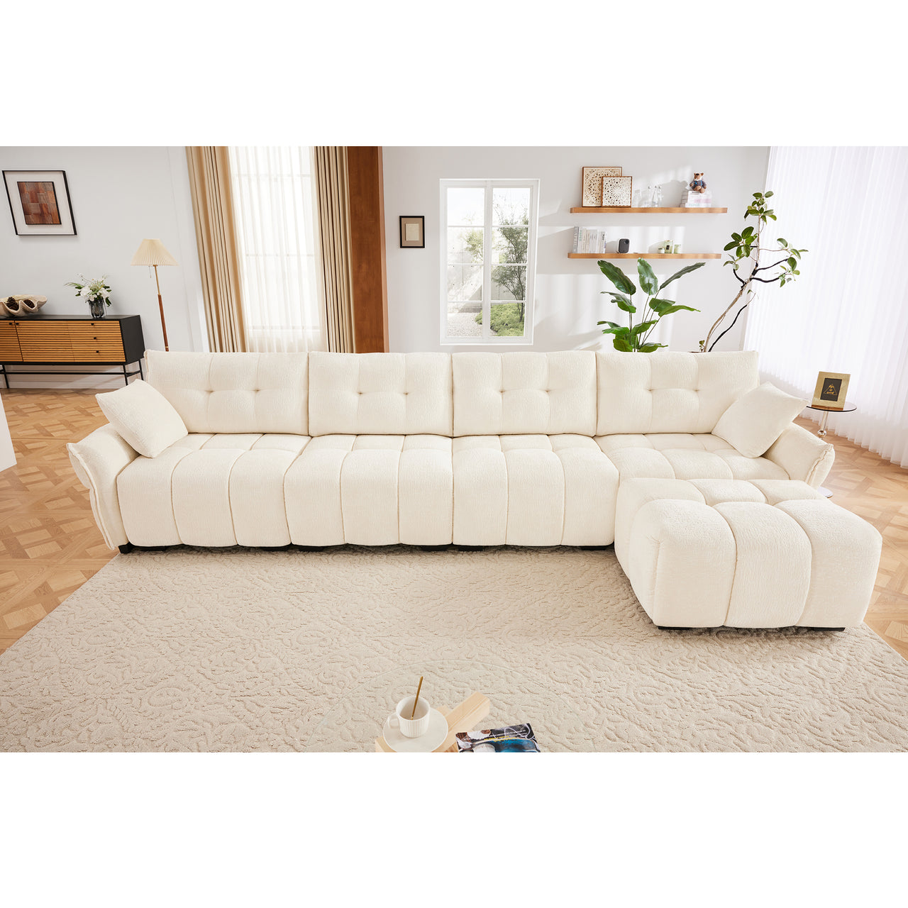 CELESTE 141" Charlotte 4 Seater Sofa 1 Ottoman