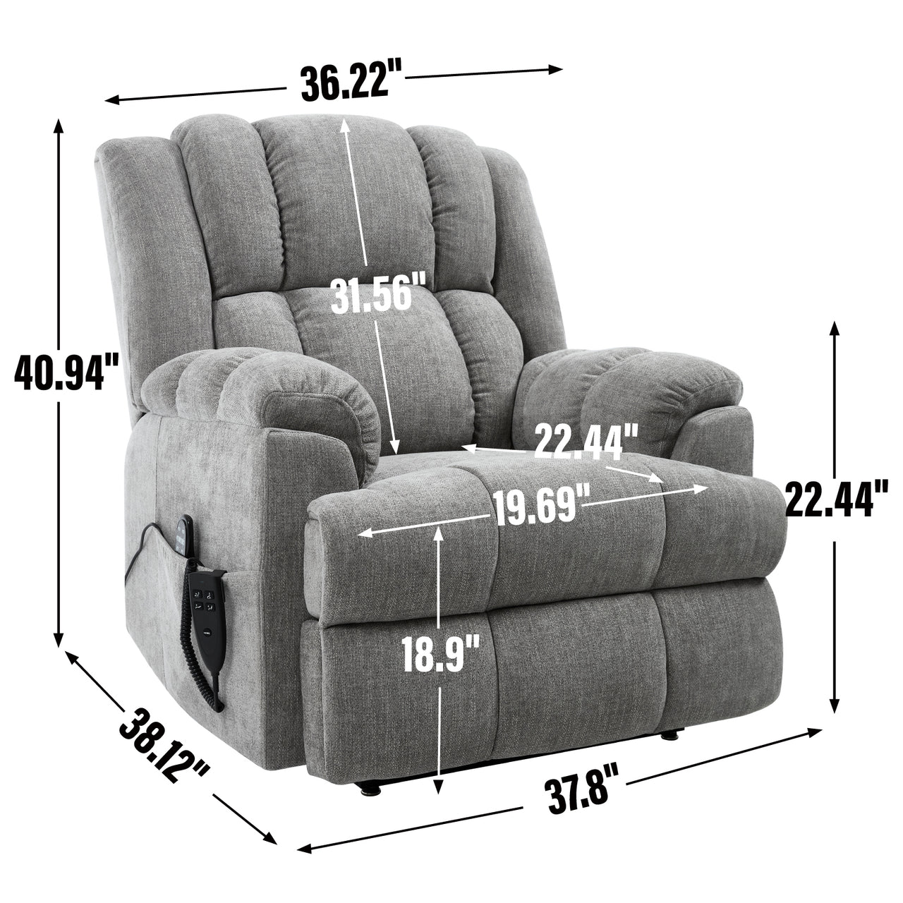 COZYLift 38" Recliner with Heat Massage - 8500 XL