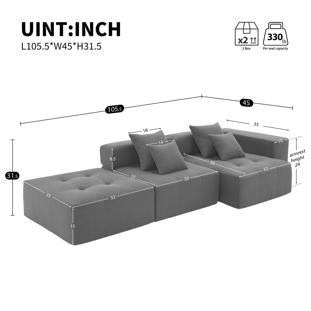 LAVYON 105" Sectional Sofa