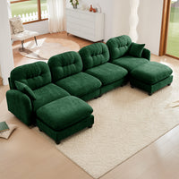Thumbnail for Nuvia Sofa Ama Modular Sectional U Shaped Couch With Ottoman,Soft Chenille Fabric  Tufted Cushion Backrest Design,High-Density Foam Ergonomic design,Elegant Armrests,Easy Install Fits Bedrooms Living Rooms,Green