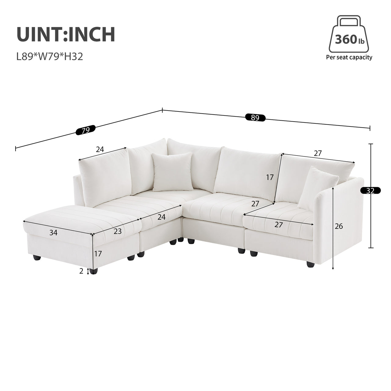 VORIXA 89" Sectional Sofa