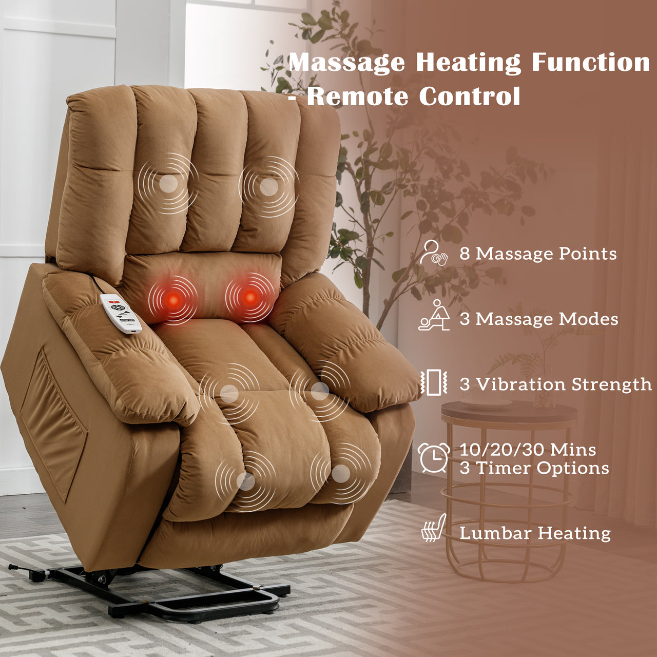 VORIAN 33" Recliner Chair with Heat Massage