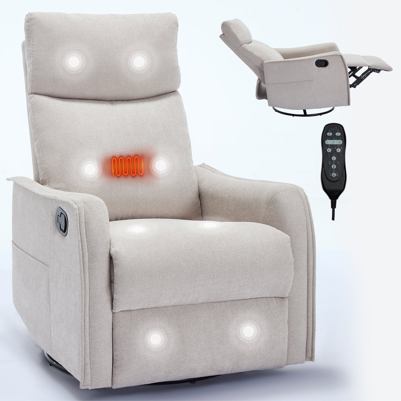 DRENVORIX 27" Recliner with Heat Massage