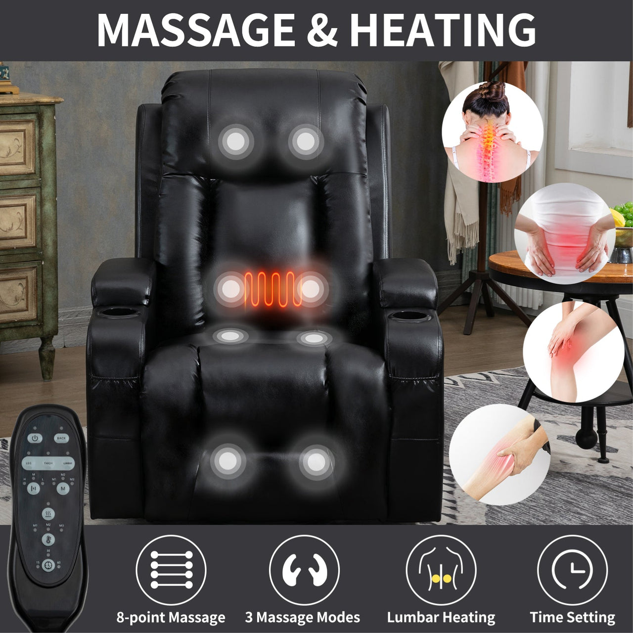 COZYLift 40" Recliner with Heat Massage - 0988