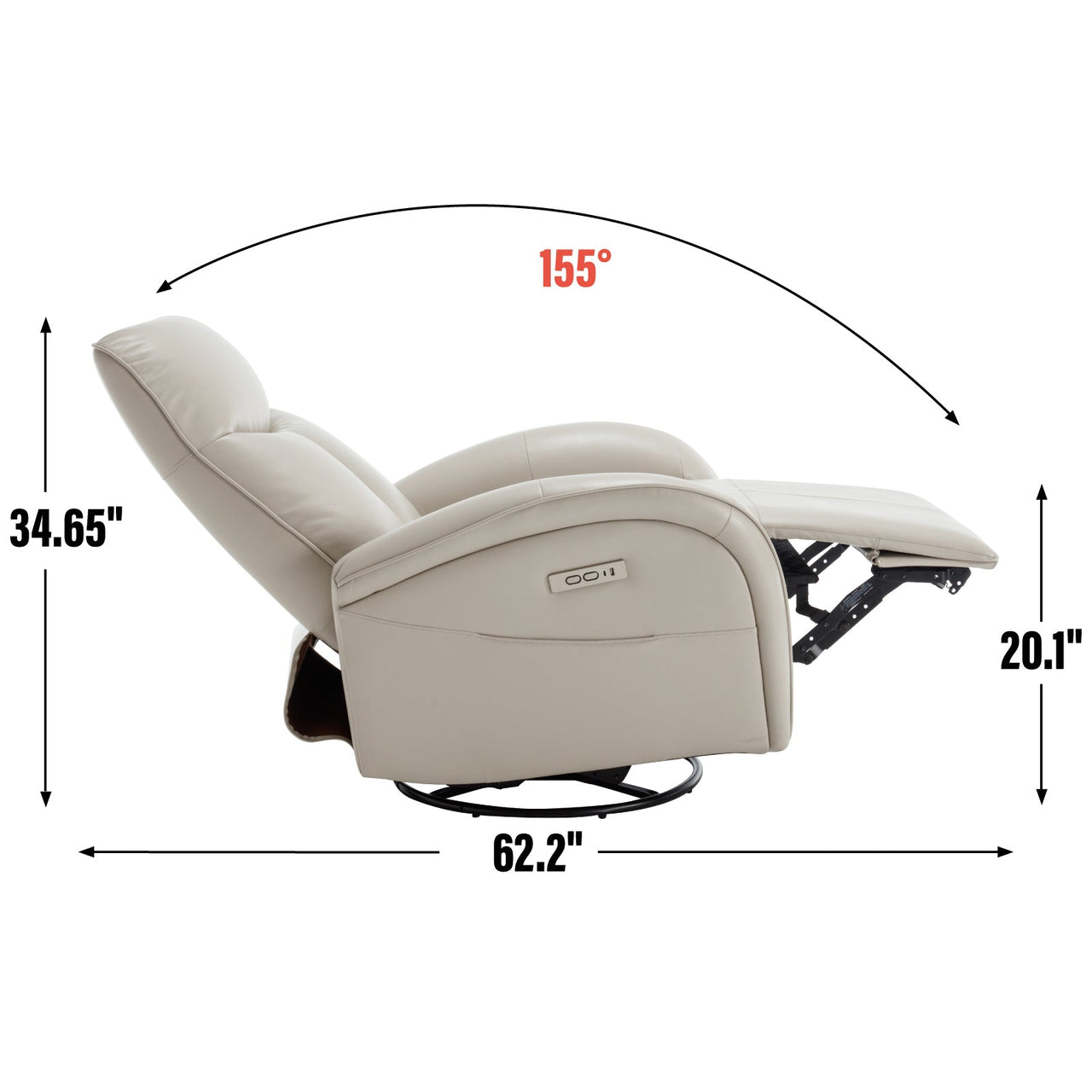 JORVEXIS 37" Swivel Rocking Recliner Chair