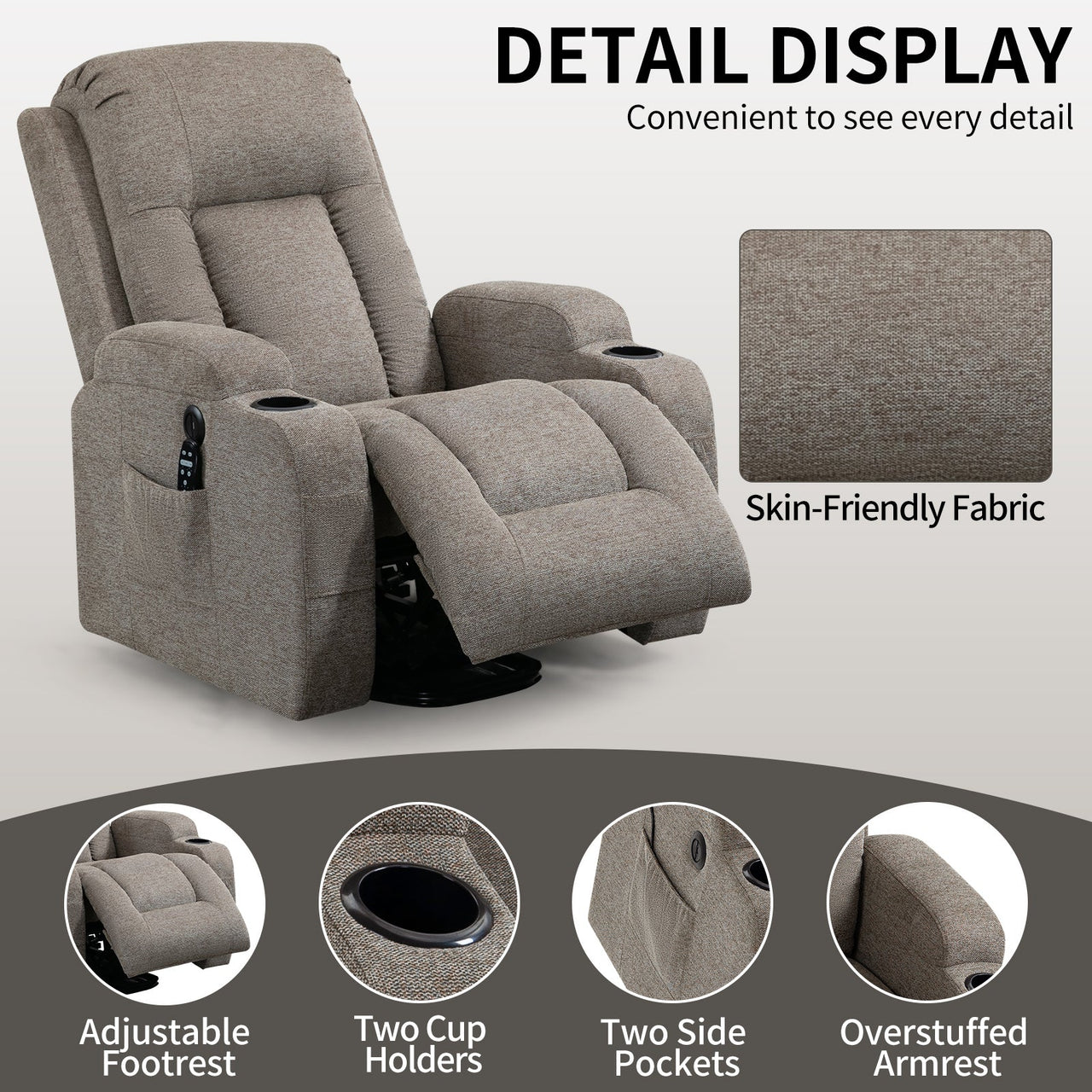 COZYLift 40" Recliner with Heat Massage - 0988