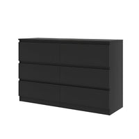 Thumbnail for Modern 6 Drawer Dresser with Spacious Countertop and Concealed Handles, Storage Cabinet for Bedroom and Living Room, Black MDF