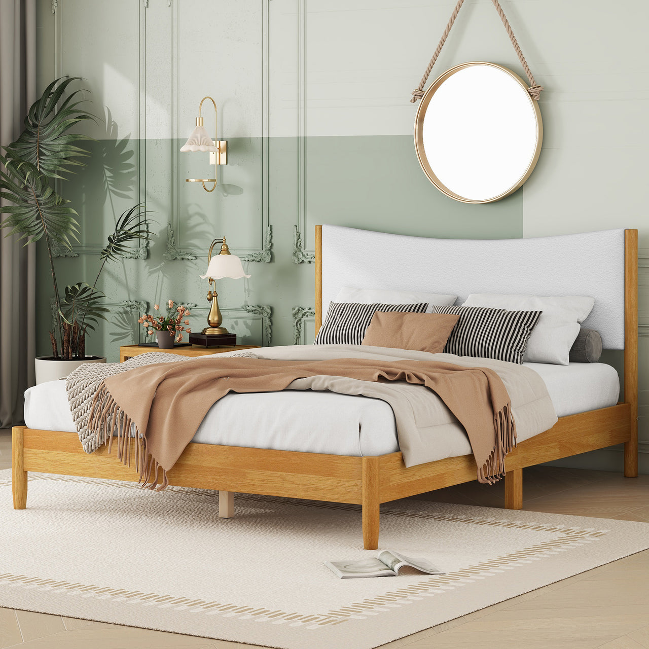 SOLSTICE Solid Wooden Bed - Teddy Velvet