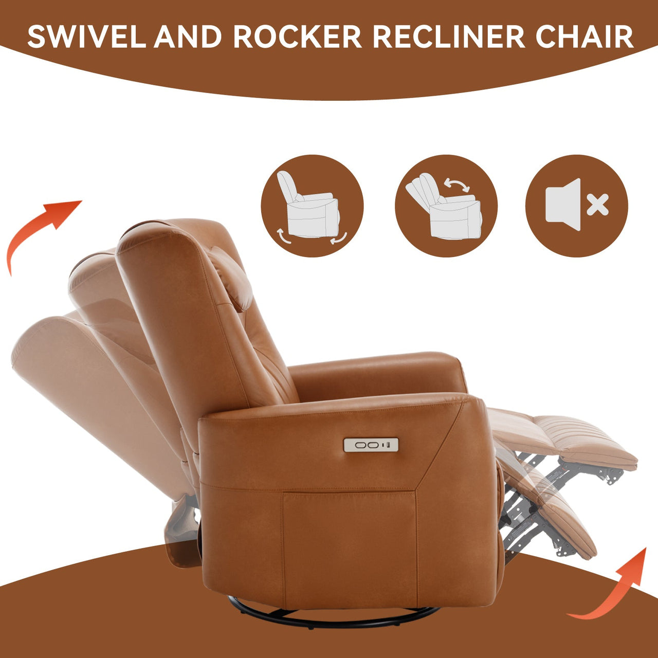 LYTREVON 33" Swivel Rocking Recliner Chair