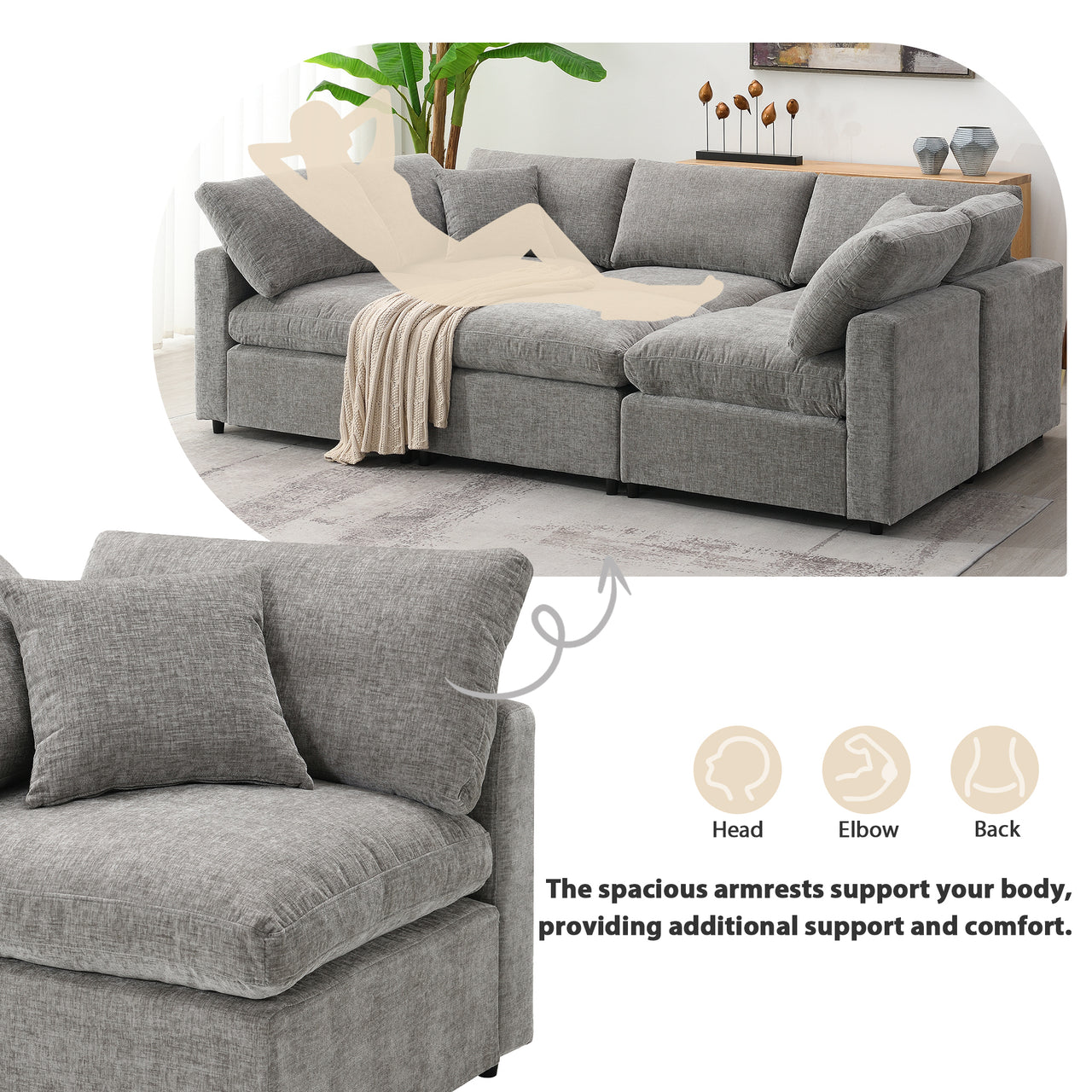 DEVROX 130" Sectional Sofa