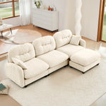 Nuvia Sofa Ama Modular Sectional L Shaped Couch With Ottoman, Premium Chenille Fabric,Tufted Cushion Backrest Design,Ergonomic Design Easy Install,Fits Bedrooms, Living Rooms Reading Nooks,Beige