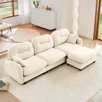 Thumbnail for Nuvia Sofa Ama Modular Sectional L Shaped Couch With Ottoman, Premium Chenille Fabric,Tufted Cushion Backrest Design,Ergonomic Design Easy Install,Fits Bedrooms, Living Rooms Reading Nooks,Beige