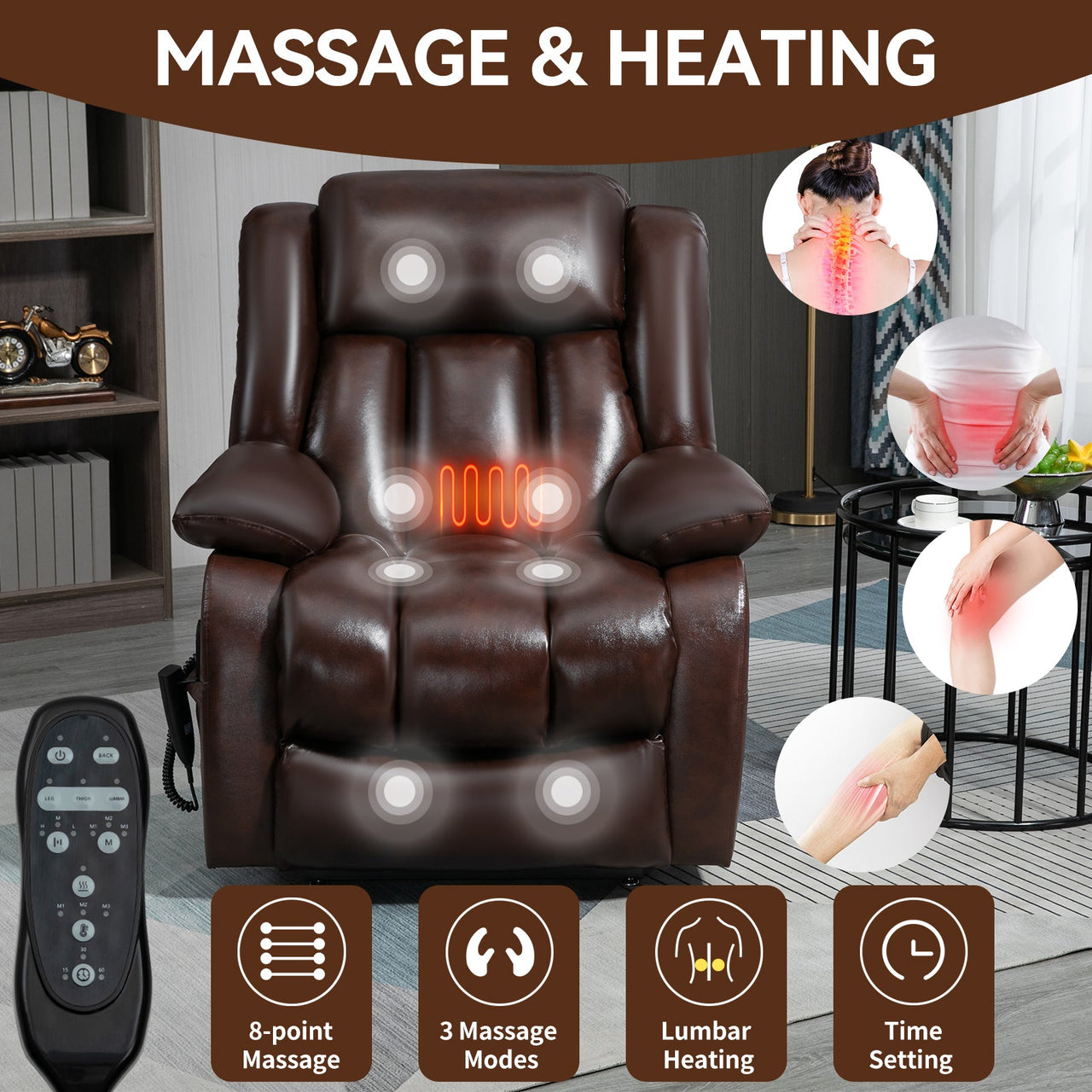 COZYLift 36" Recliner with Heat Massage - 5516