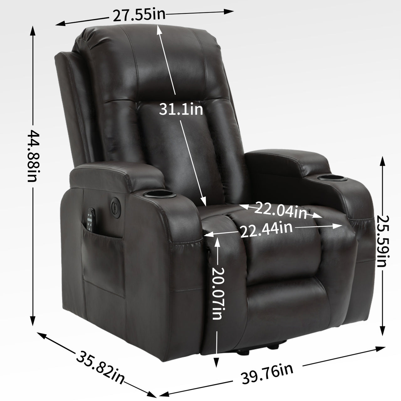 COZYLift 40" Recliner with Heat Massage - 0988