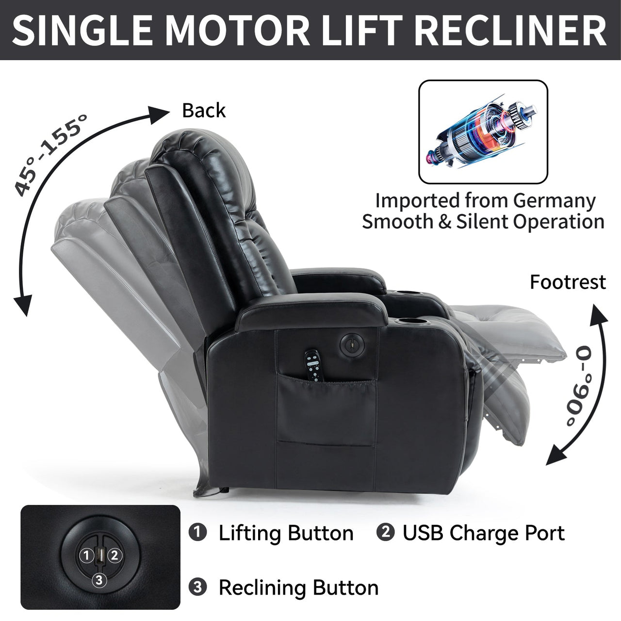 COZYLift 40" Recliner with Heat Massage - 0988