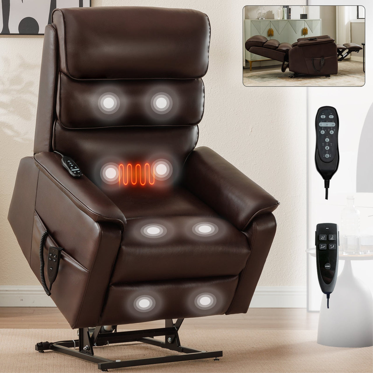 COZYLift 35" Recliner with Heat Massage - 7880