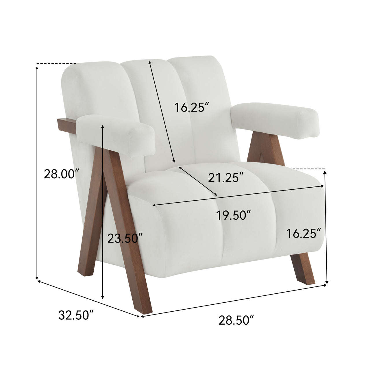 CALYPSO Modern Chair - Ivory Velvet