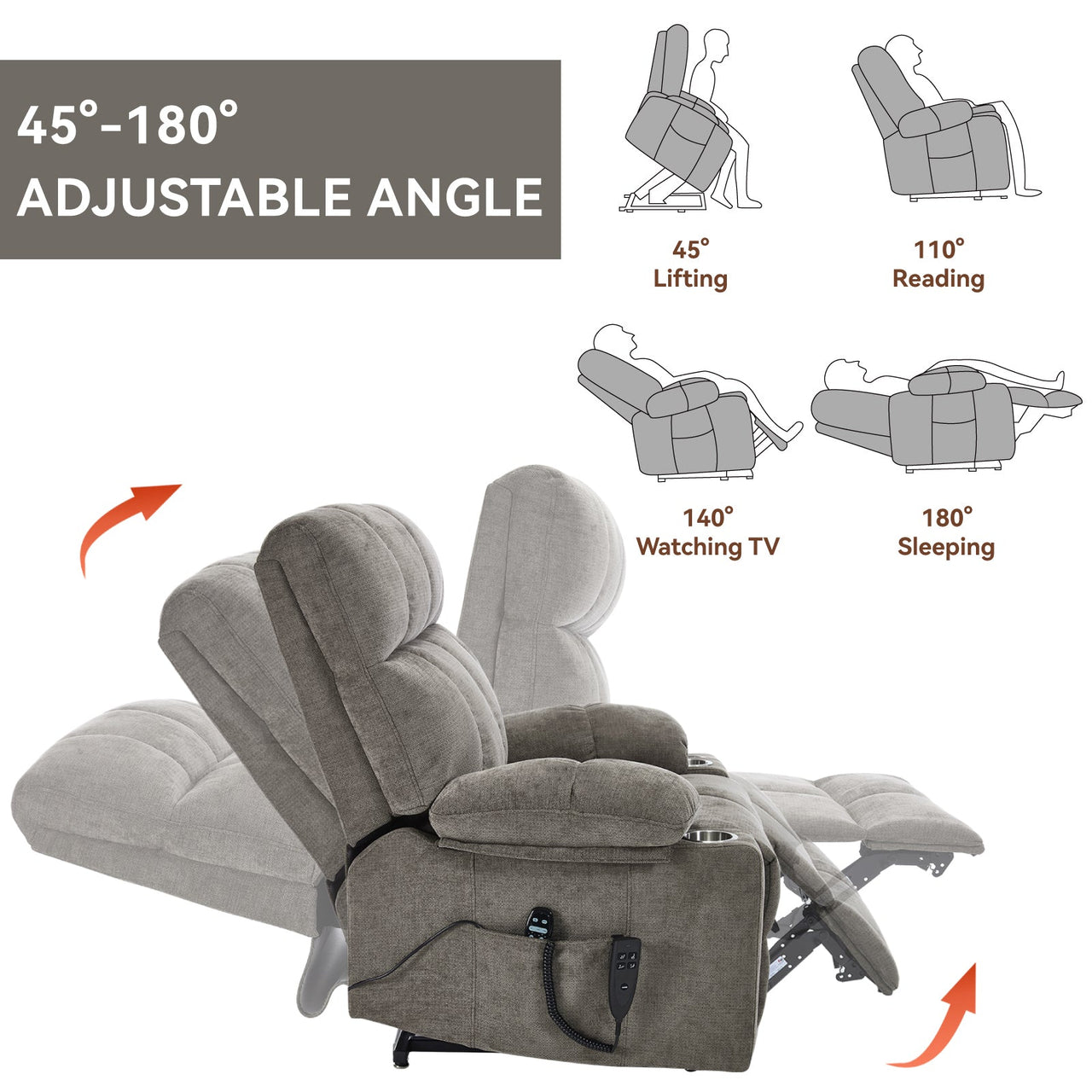 COZYLift 40" Recliner with Heat Massage - 8006