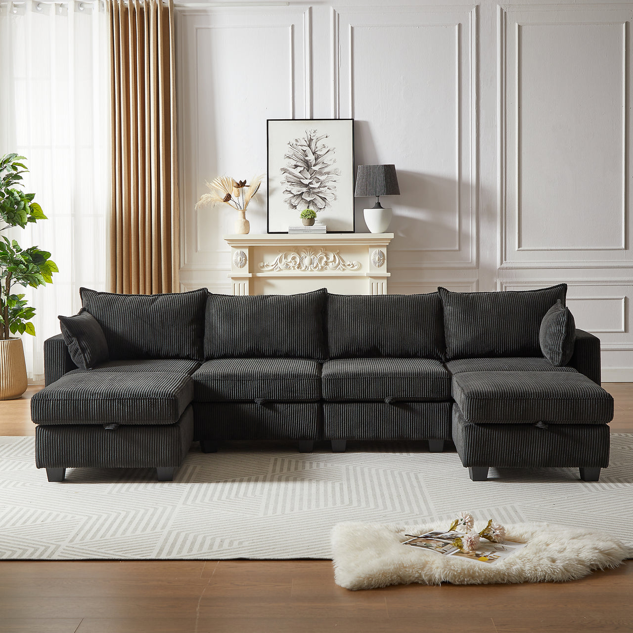 HARLOW 114" Corduroy Sofa w/ Storage