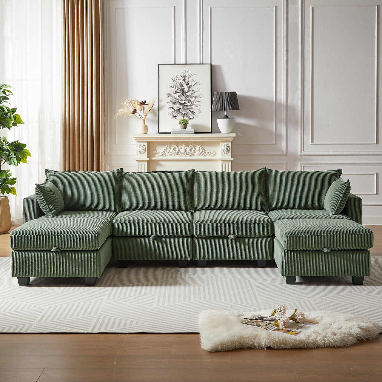 HARLOW 114" Corduroy Sofa w/ Storage