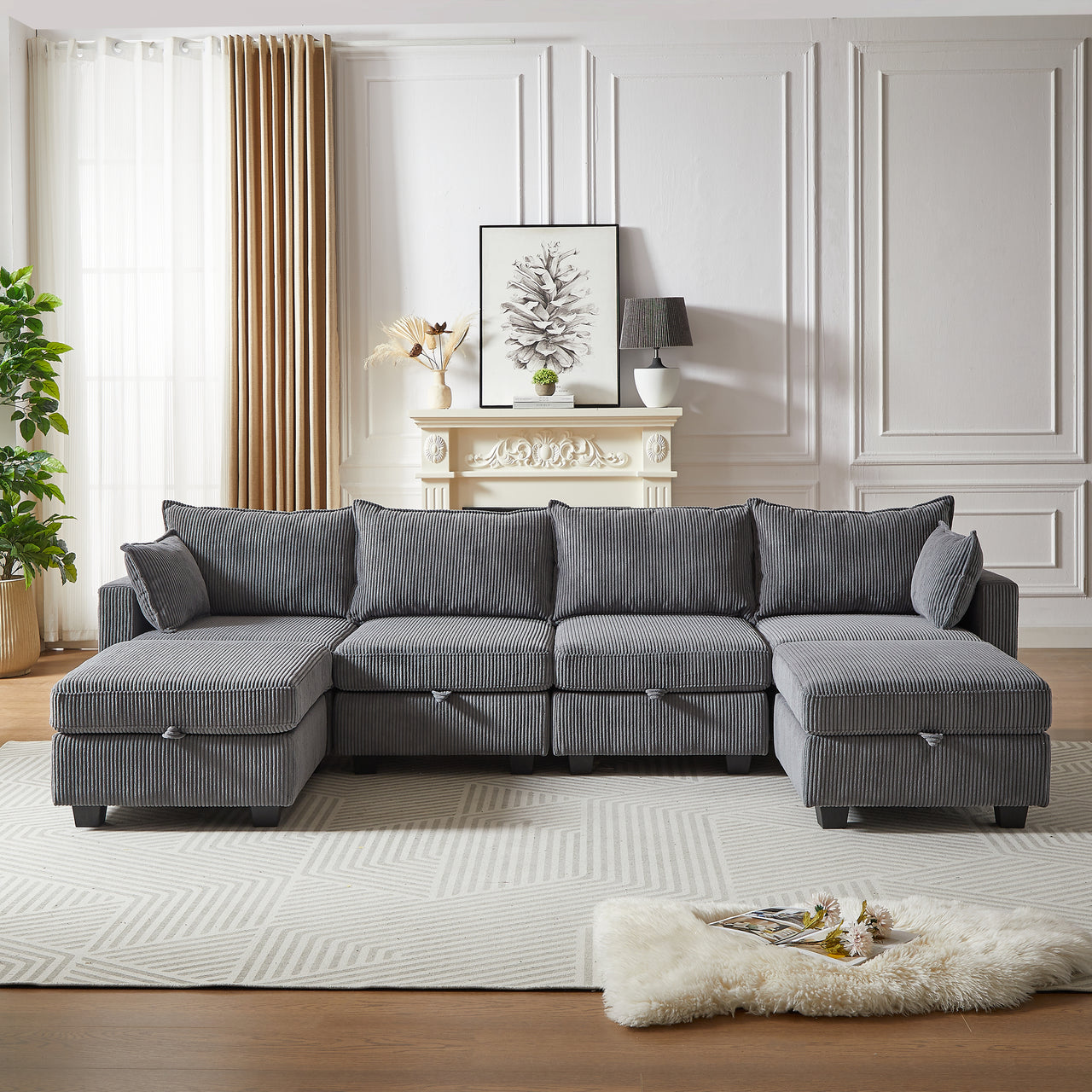 HARLOW 114" Corduroy Sofa w/ Storage