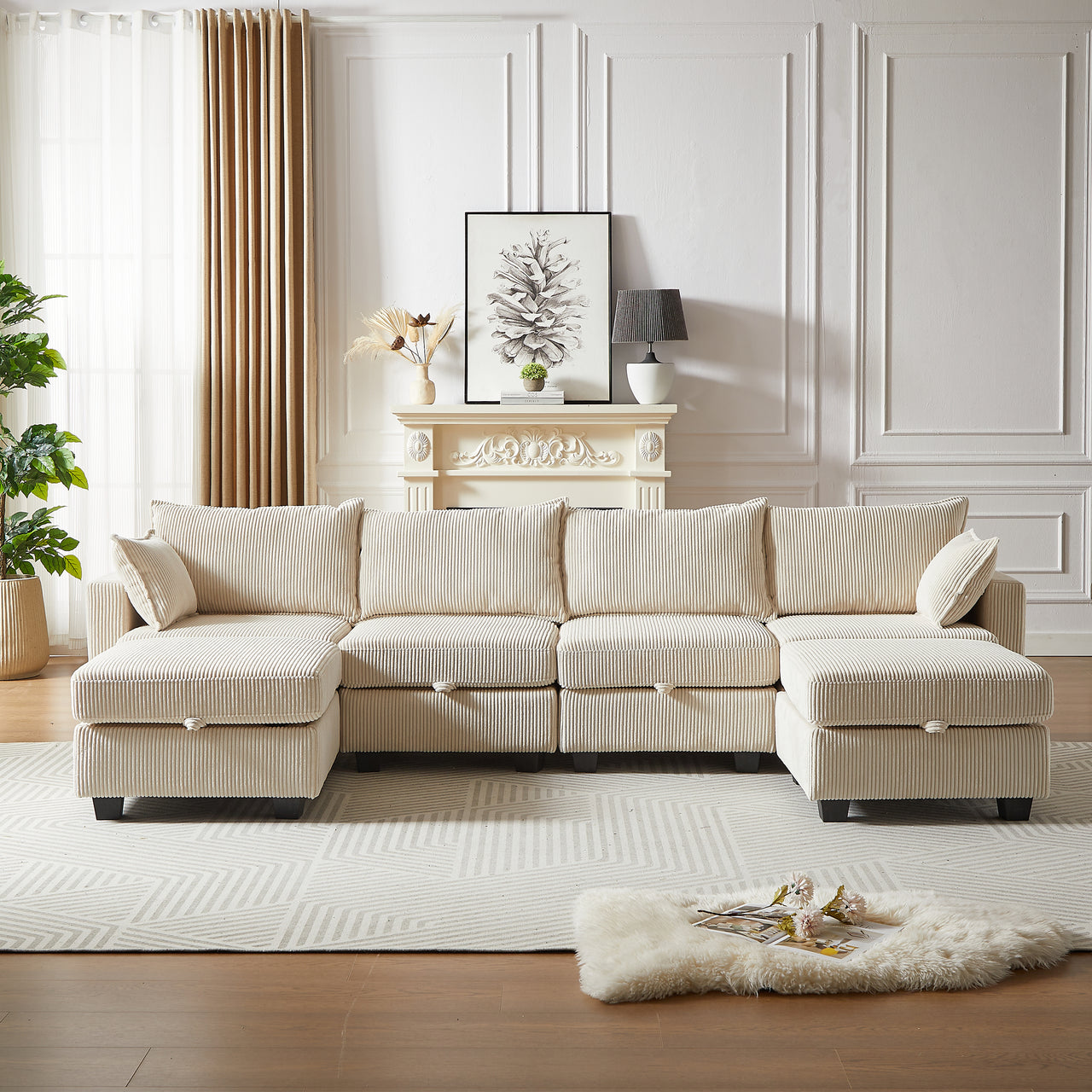 HARLOW 114" Corduroy Sofa w/ Storage