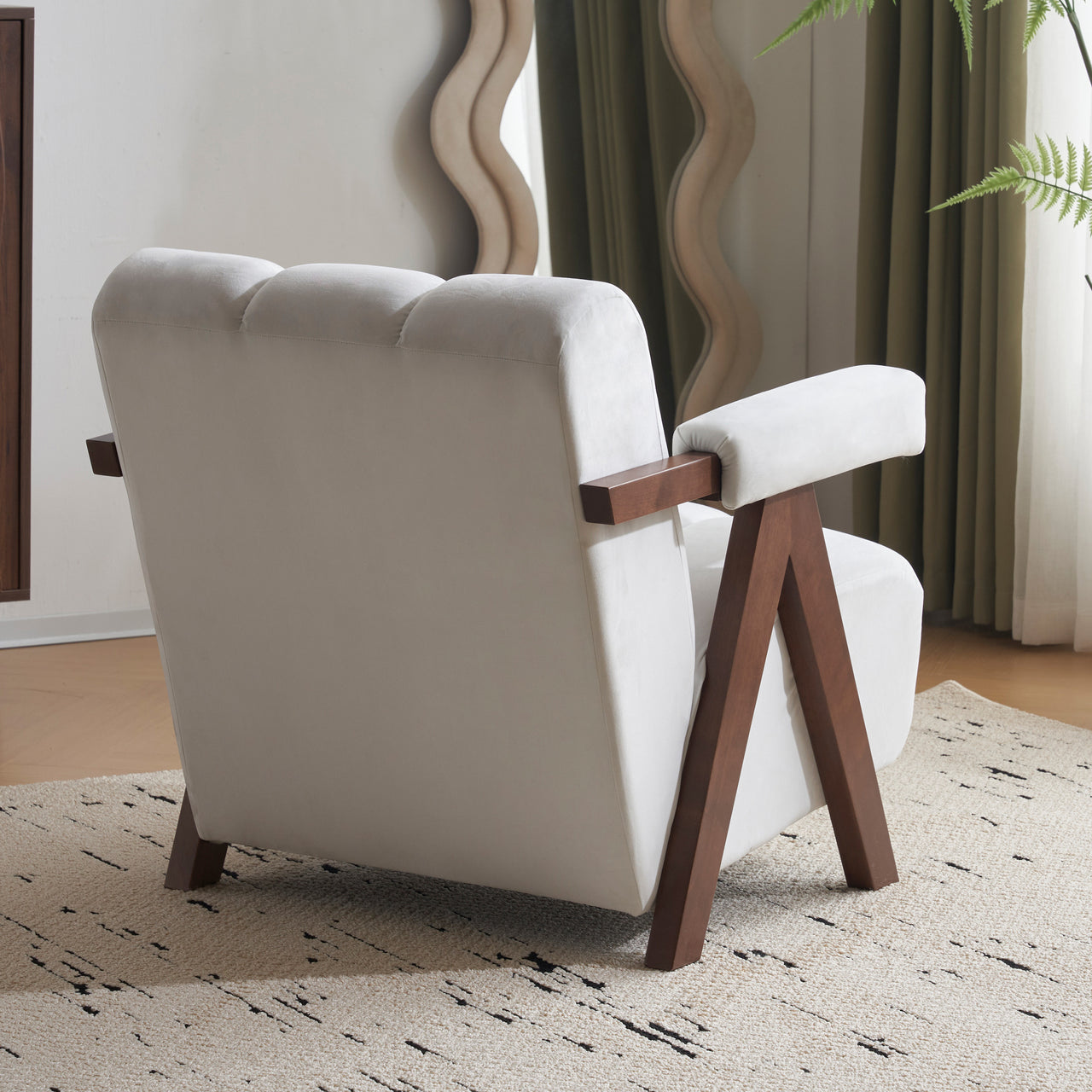 CALYPSO Modern Chair - Ivory Velvet