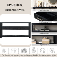 Thumbnail for U_STYLE Modern Console Table Sofa Table for Living Room with 4 Drawers and 2 Shelves