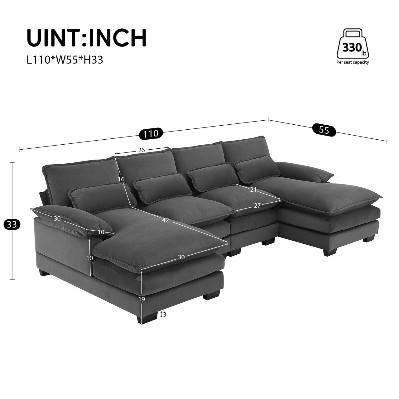 MYRIXA 110" Sectional Sofa