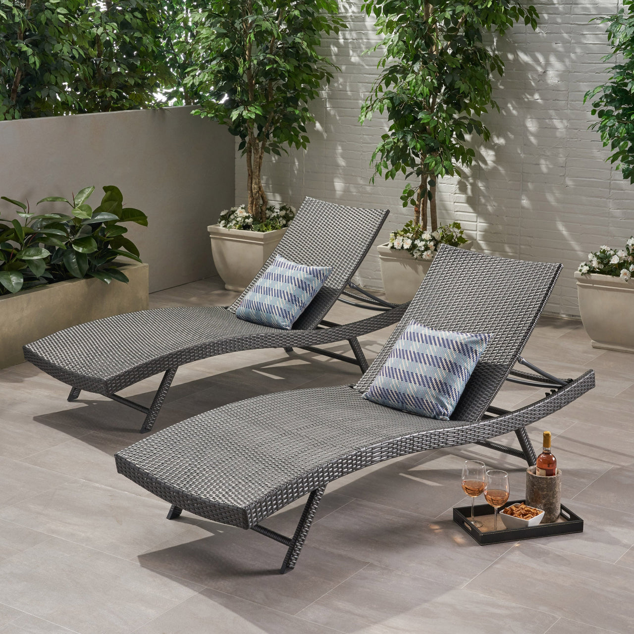 VYLENTX 79" Wicker Chaise Set of 2 Pcs