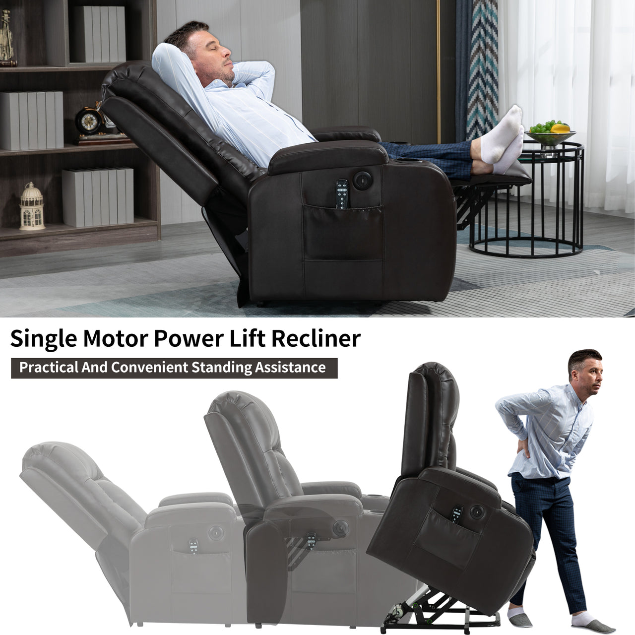 COZYLift 40" Recliner with Heat Massage - 0988