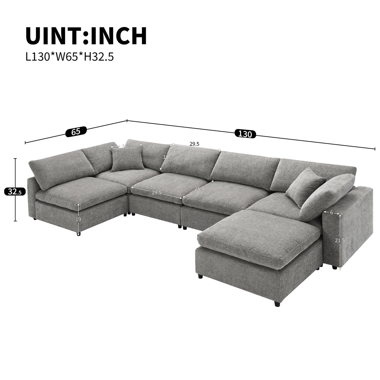 DEVROX 130" Sectional Sofa