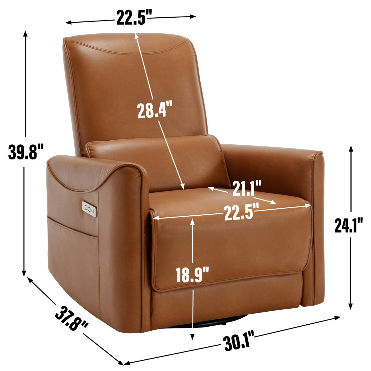 PLENVORA 30" Swivel Rocking Recliner Chair