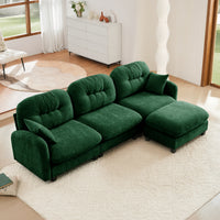 Thumbnail for Nuvia Sofa Ama Modular Sectional L Shaped Couch With Ottoman, Premium Chenille Fabric,Tufted Cushion Backrest Design,Ergonomic Design  Easy Install,Fits Bedrooms, Living Rooms Reading Nooks,Green