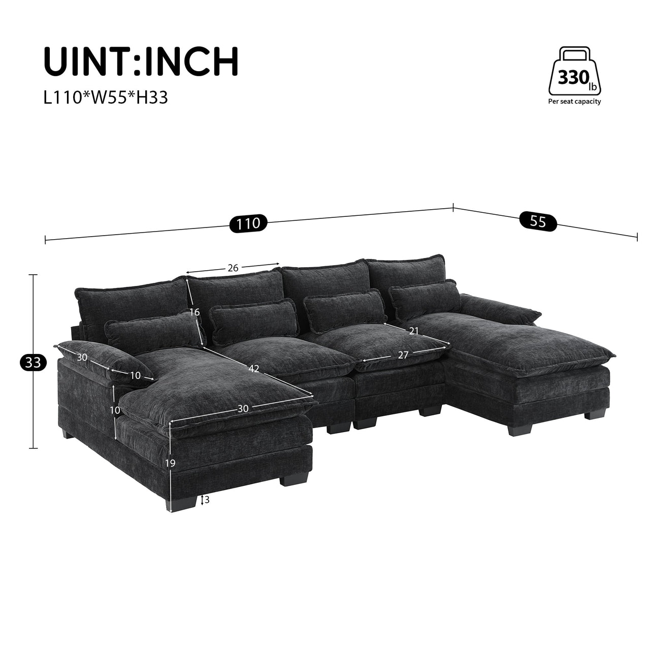 MYRIXA 110" Sectional Sofa