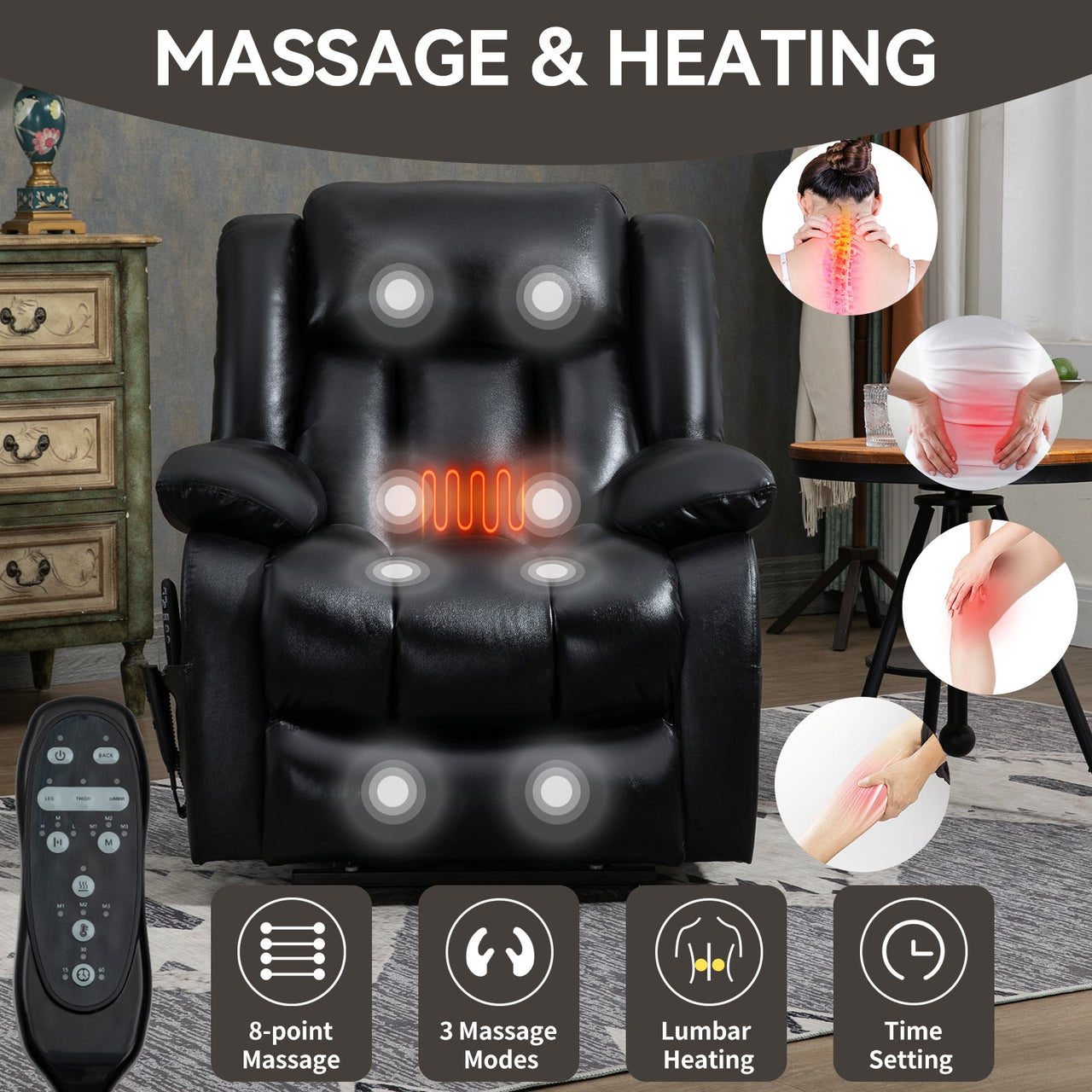 COZYLift 36" Recliner with Heat Massage - 5516