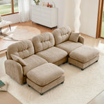 Nuvia Sofa Ama Modular Sectional U Shaped Couch With Ottoman, Premium Chenille Fabric,With 2 Throw Pillows, High-Density Foam  Tufted Cushion Backrest Design,Easy Install,Fits Bedrooms, Reading Nooks,Camel
