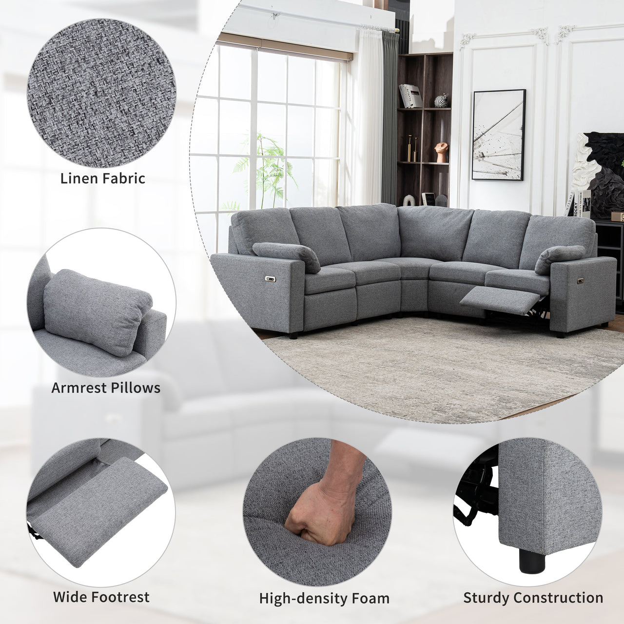 PYNOVEX 89" Sectional Sofa