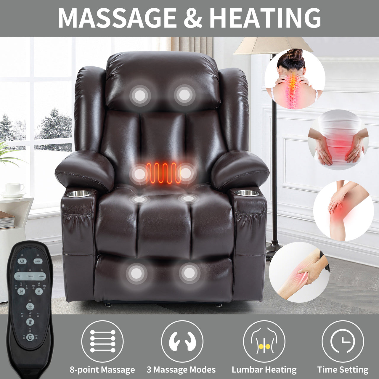 COZYLift 39" Recliner with Heat Massage - 7717