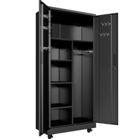 Thumbnail for Rolling Metal Storage Locker Cabinet with Lockable Doors - 71' Freestanding Steel Wardrobe for Home, Office, School, Employee, Gym & Fire Department (Black)