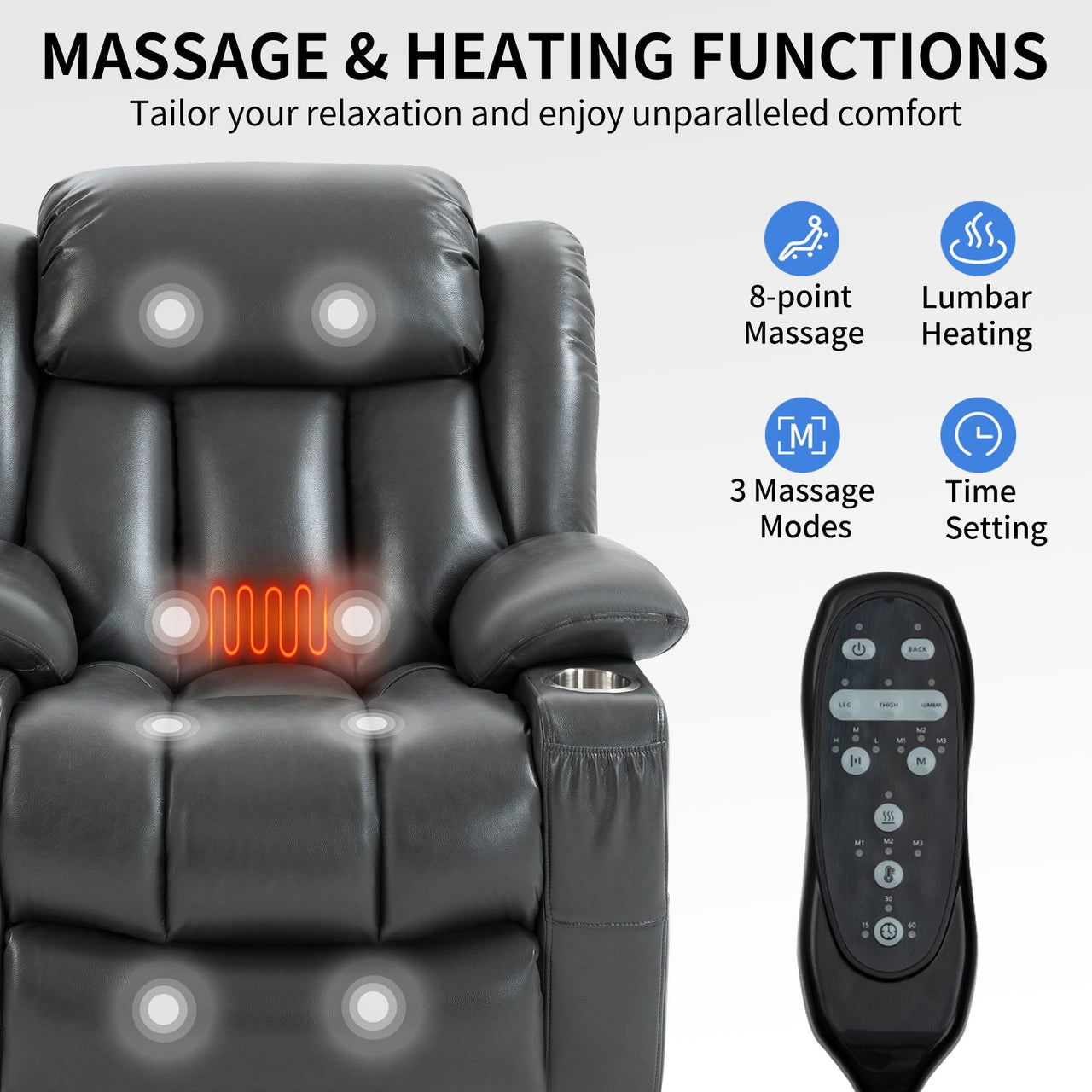 COZYLift 39" Recliner with Heat Massage - 7717