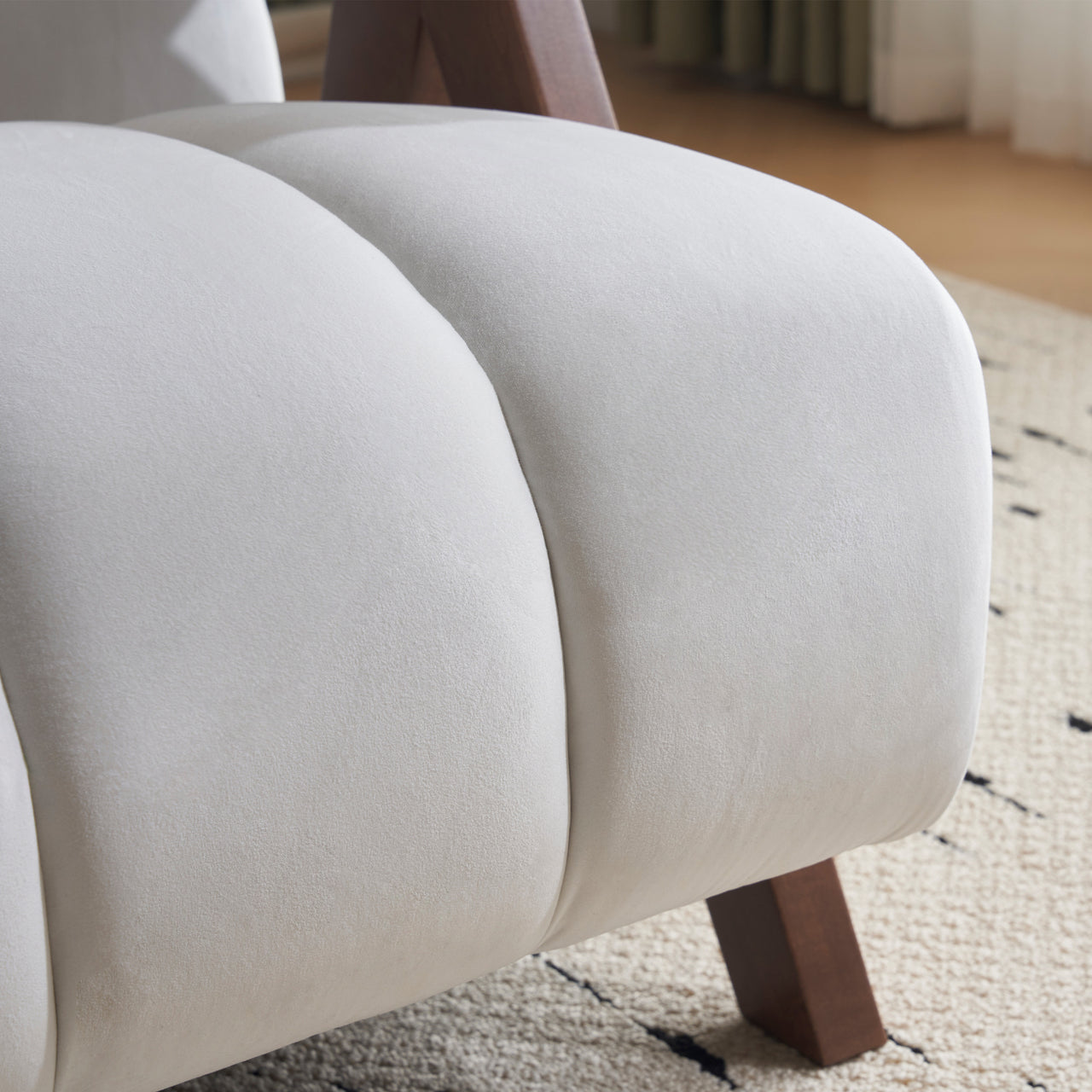 CALYPSO Modern Chair - Ivory Velvet