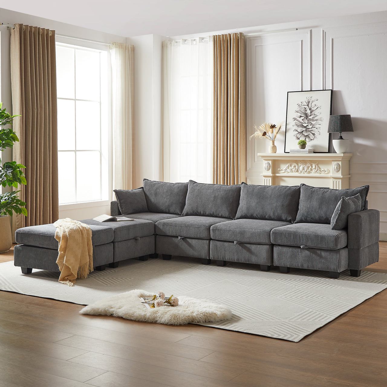 HARLOW 114" Corduroy Sofa w/ Storage