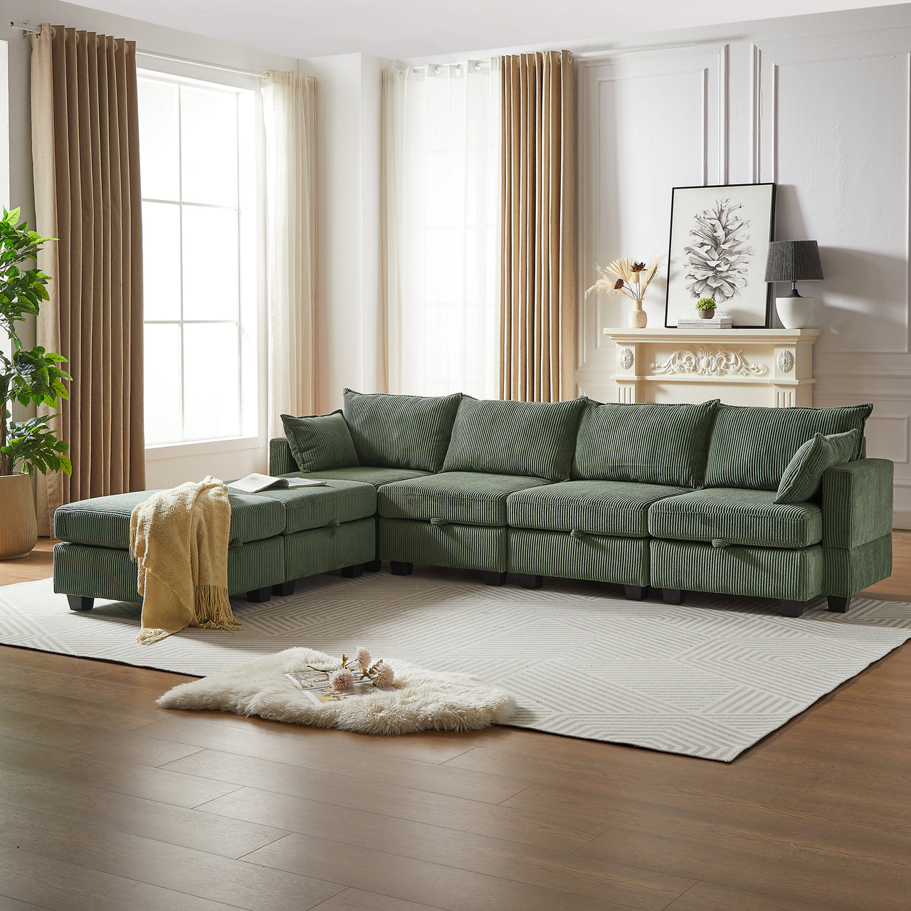 HARLOW 114" Corduroy Sofa w/ Storage