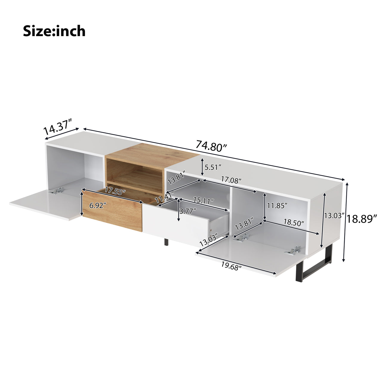 PYXIS 2-Cabinets 75" TV Stand