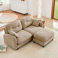 Thumbnail for Nuvia Sofa Ama Cloud Sectional L-Shaped Couch With Ottoman,Soft Chenille Fabric,Tufted Cushion Backrest Design  High-Density Foam,Fits Bedrooms Living Rooms Reading Nooks,Camel
